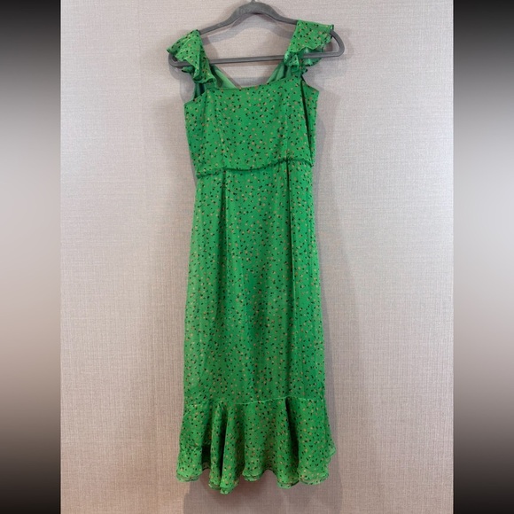 Veronica Beard Amal Green Ditzy Floral Asymmetrical Ruffle Dress - Picture 5 of 11